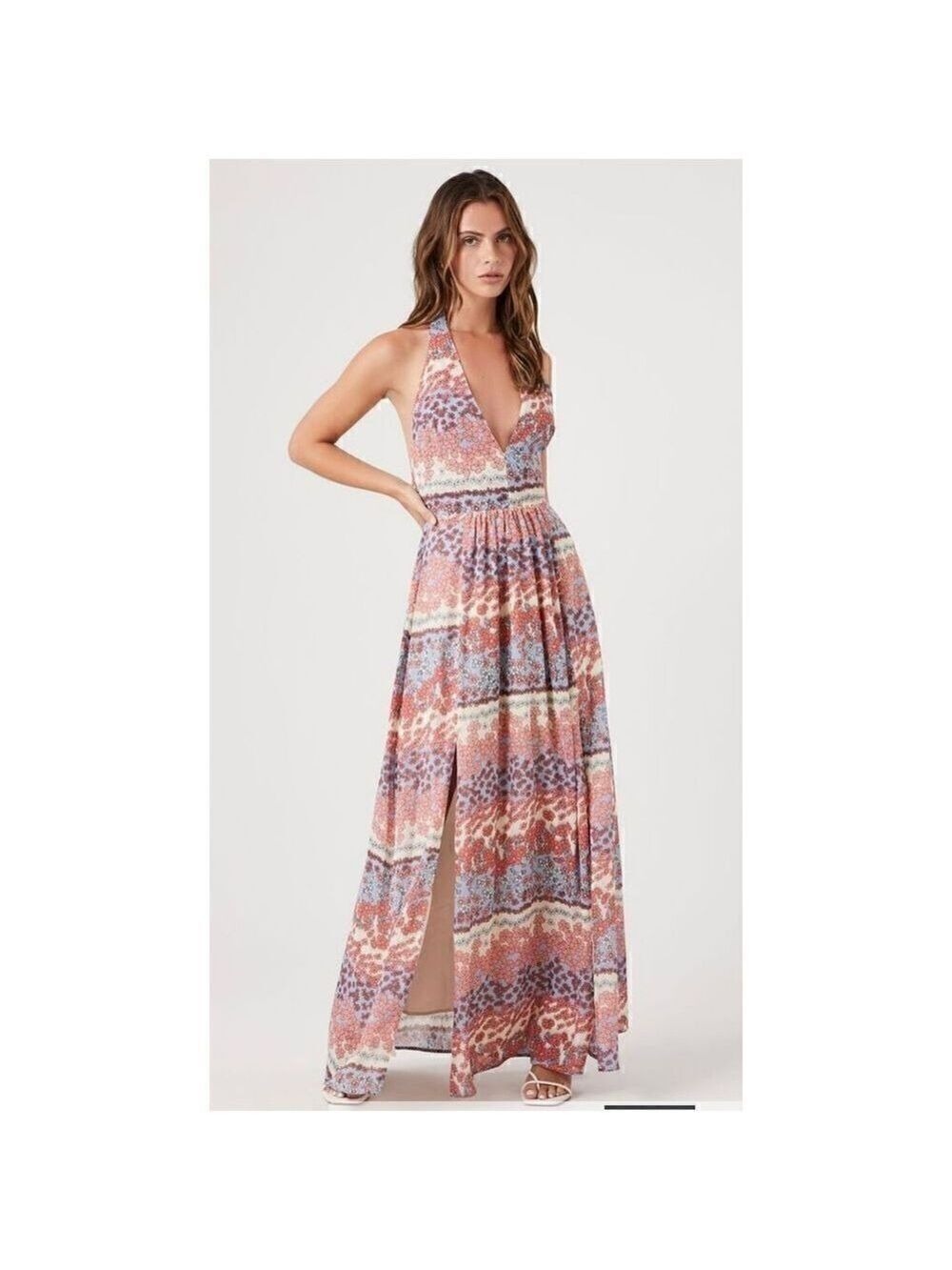 Forever XXI Floral Plunging Maxi Dress (Sm)
